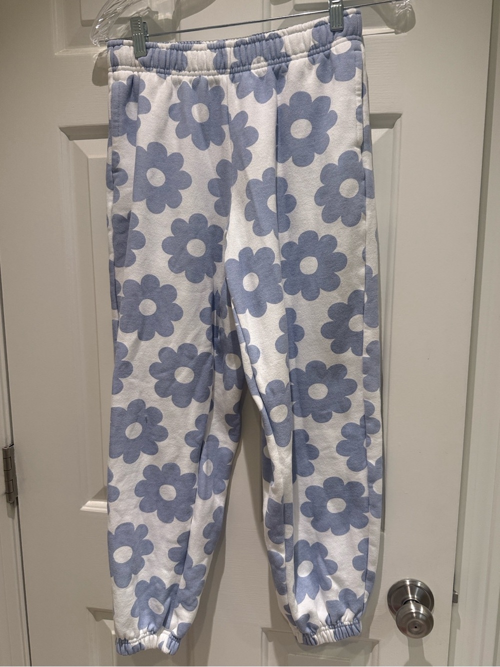 Pacsun White and Blue Floral Print Jogger Sweatpants Extra Small (XS)